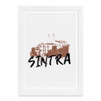 Palais national Sintra ocre rouge Portugal - Framed poster (27 × 37 cm) - white - Front