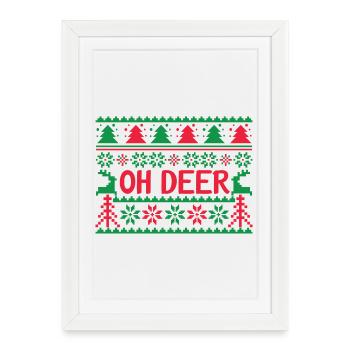 Pull moche - Oh Deer - Affiche encadrée (27 × 37 cm) - blanc - Devant