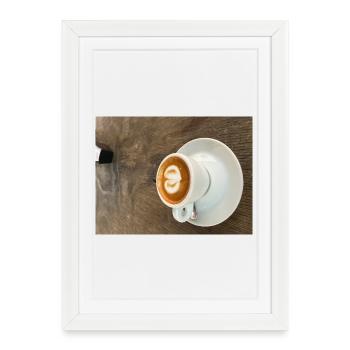 Coeur Latte Art sur Bois - Affiche encadrée (27 × 37 cm) - blanc - Devant