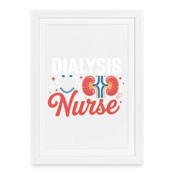 Motif d’infirmière en dialyse avec rein - Affiche encadrée (27 × 37 cm) - blanc - Devant
