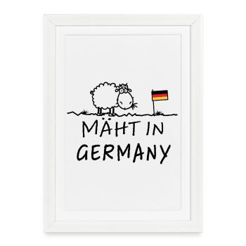 Mäht en Allemagne – Lustiger Schaf Spruch - Affiche encadrée (27 × 37 cm) - blanc - Devant