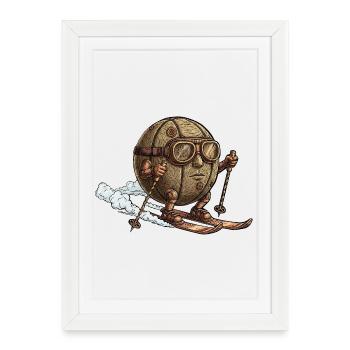 Steampunk Skier Ball Figure Retro Winter Sports - Framed poster (27 × 37 cm) - white - Front