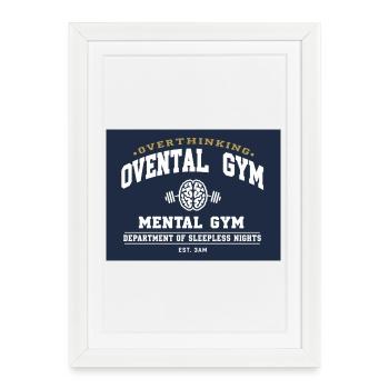 Trop réfléchir au t-shirt mental de la salle de sport - Affiche encadrée (27 × 37 cm) - blanc - Devant