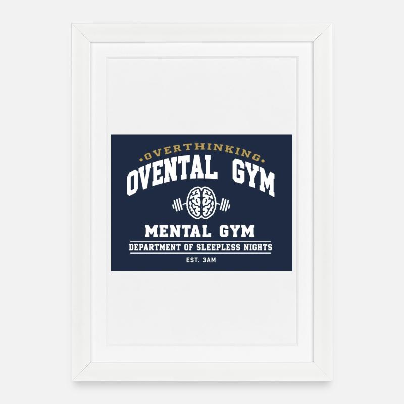 Overthink Gym Mental Gym Tee - Framed poster (27 × 37 cm) - white