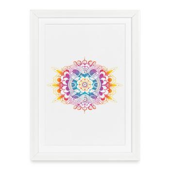 Ornement Mehndi en filigrane pour la pleine conscience et l’art - Affiche encadrée (27 × 37 cm) - blanc - Devant