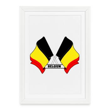 Drapeaux croisés de la Belgique - Affiche encadrée (27 × 37 cm) - blanc - Devant