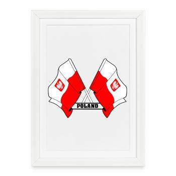 Les drapeaux de la Pologne - Affiche encadrée (27 × 37 cm) - blanc - Devant