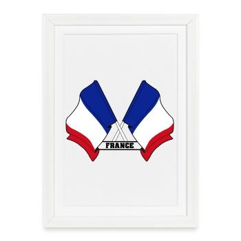 Drapeau français croisé - Affiche encadrée (27 × 37 cm) - blanc - Devant