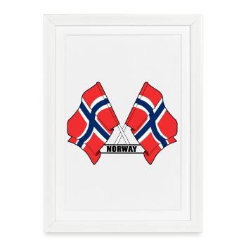 Les drapeaux franchis de la Norvège - Affiche encadrée (27 × 37 cm) - blanc - Devant