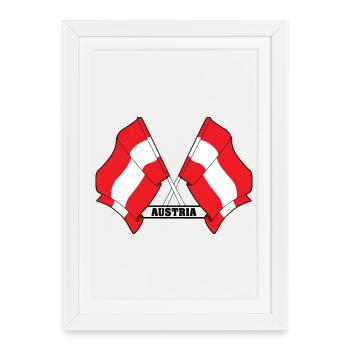 Les drapeaux croisés de l’Autriche - Affiche encadrée (27 × 37 cm) - blanc - Devant