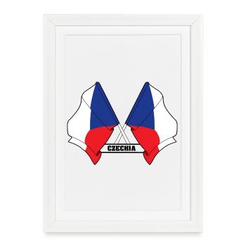 RÉPUBLIQUE TCHÈQUE – Drapeaux croisés - Affiche encadrée (27 × 37 cm) - blanc - Devant