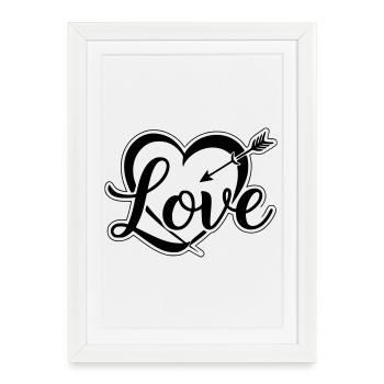 Cœur love st valentin - Affiche encadrée (27 × 37 cm) - blanc - Devant