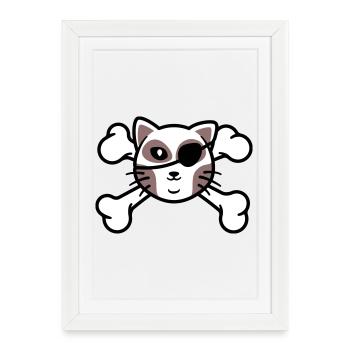 Pirate Kitten Skull Patch - Framed poster (27 × 37 cm) - white - Front