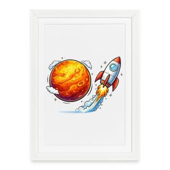 Rocket Planet Space Travel - Framed poster (27 × 37 cm) - white - Front