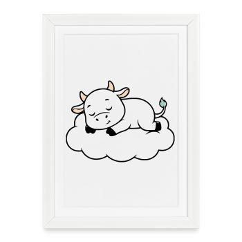 Nuage de Vache endormi Bébé de rêve - Affiche encadrée (27 × 37 cm) - blanc - Devant