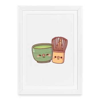 Meilleure amie mignonne matcha et fouet - Affiche encadrée (27 × 37 cm) - blanc - Devant