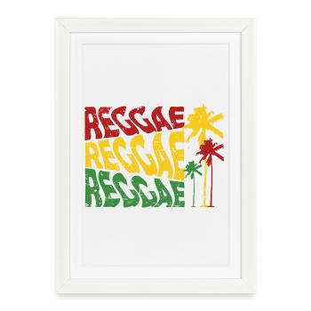 Palmiers Reggae - Affiche encadrée (27 × 37 cm) - blanc - Devant