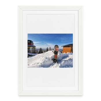 Snowboard sur une pente ensoleillée - Affiche encadrée (27 × 37 cm) - blanc - Devant