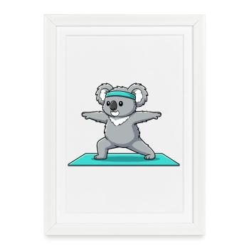 Yoga Koala Bear en posture guerrière - Affiche encadrée (27 × 37 cm) - blanc - Devant
