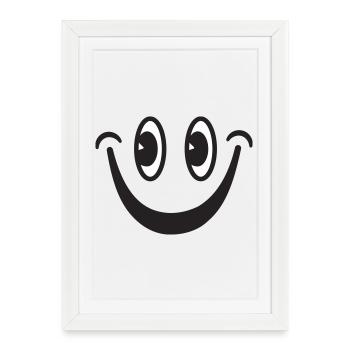 Visage souriant - Affiche encadrée (27 × 37 cm) - blanc - Devant