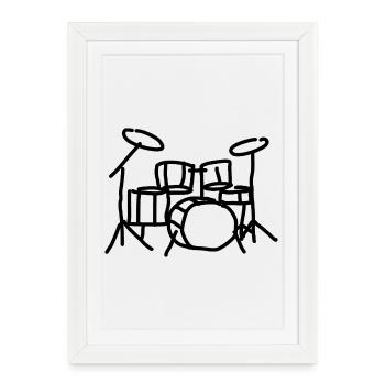 Drums Drummer Musical Instrument - Framed poster (27 × 37 cm) - white - Front