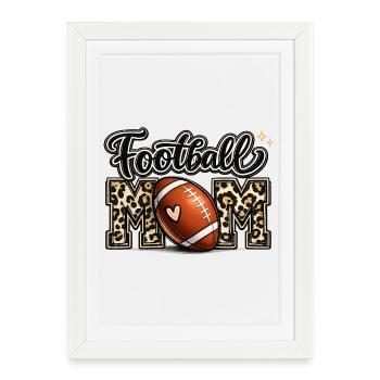 Football Mama Leopard Game Day Maillot Maman - Affiche encadrée (27 × 37 cm) - blanc - Devant