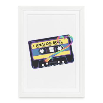 Art de cœur sur cassette vintage Soul Analog - Affiche encadrée (27 × 37 cm) - blanc - Devant