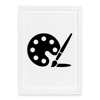 Peinture, palette de couleurs, pinceau, icône artistique - Affiche encadrée (27 × 37 cm) - blanc - Devant