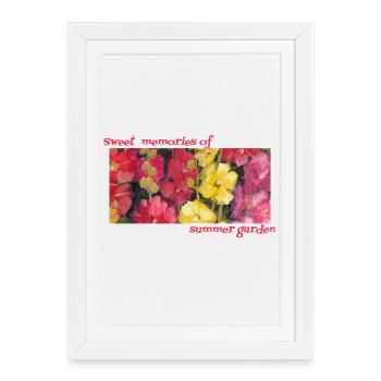 Sweet Memories of Summer Garden - Hollyhocks - Framed poster (27 × 37 cm) - white - Front