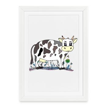 Vache - Affiche encadrée (27 × 37 cm) - blanc - Devant