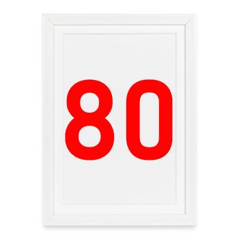 80. 80 YEARS. 80th ANNIVERSARY. 80 YEARS ANNIVERSARY. - Framed poster (27 × 37 cm) - white - Front