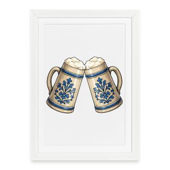 Beer Beer Mugs Ornament - Framed poster (27 × 37 cm) - white - Front