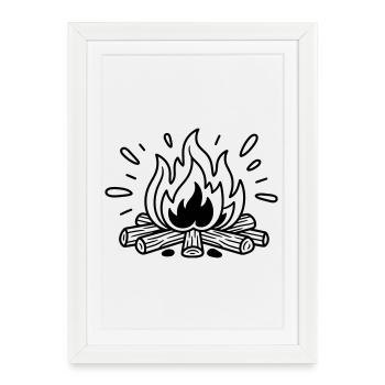 feu de camp - Affiche encadrée (27 × 37 cm) - blanc - Devant