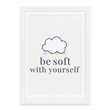 Be Soft With Yourself Cloud with Pastel Rainbow - Framed poster (27 × 37 cm) - white - Front