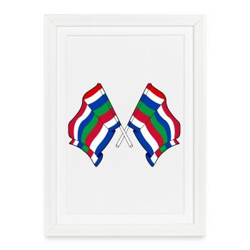 Drapeaux de Schier croisés – Fierté de l’île - Affiche encadrée (27 × 37 cm) - blanc - Devant