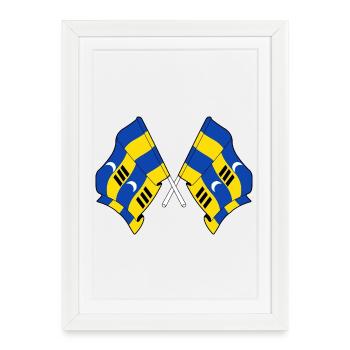 Drapeaux croisés de l’Ameland – Fierté insulaire - Affiche encadrée (27 × 37 cm) - blanc - Devant