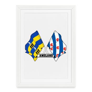 Fierté d’Ameland Friesland – Drapeaux croisés - Affiche encadrée (27 × 37 cm) - blanc - Devant