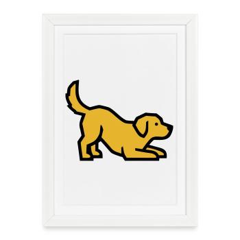 Playing Dog Golden Retriever Labrador Puppy - Framed poster (27 × 37 cm) - white - Front