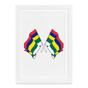 Drapeaux croisés de Terschelling – Fierté insulaire - Affiche encadrée (27 × 37 cm) - blanc - Devant