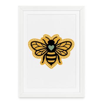 Bee Heart Beekeeping Nature Conservation Boho Mandala - Framed poster (27 × 37 cm) - white - Front