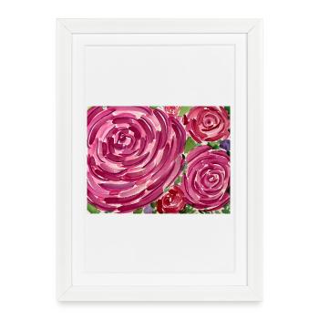 Aquarelle rose - Affiche encadrée (27 × 37 cm) - blanc - Devant