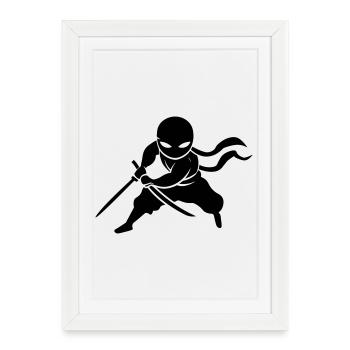 Ninja Samurai - Affiche encadrée (27 × 37 cm) - blanc - Devant