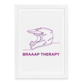 Art des lignes de casque de motocross Braaap Therapy - Affiche encadrée (27 × 37 cm) - blanc - Devant