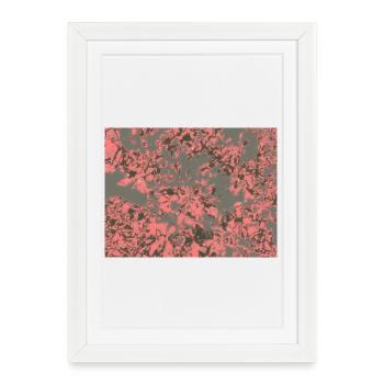 Coral Leaf Pink Gray Pattern - Framed poster (27 × 37 cm) - white - Front