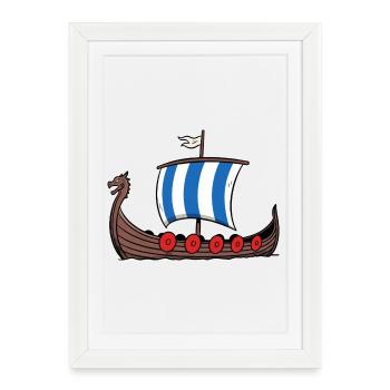 Navigation viking - Affiche encadrée (27 × 37 cm) - blanc - Devant