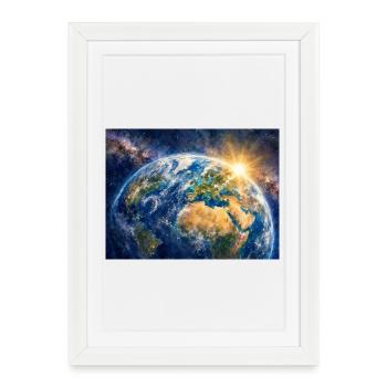 Terre au lever du soleil - Affiche encadrée (27 × 37 cm) - blanc - Devant