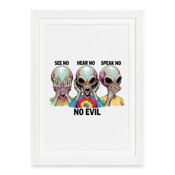 See no evil aliens - Framed poster (27 × 37 cm) - white - Front