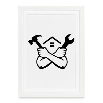 Handyman House Tool Emblem - Framed poster (27 × 37 cm) - white - Front