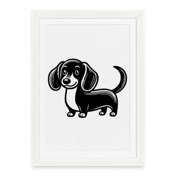 Teckel - Affiche encadrée (27 × 37 cm) - blanc - Devant