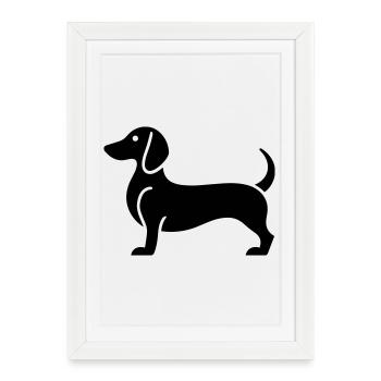 dachshund - Framed poster (27 × 37 cm) - white - Front